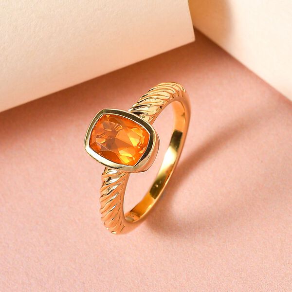 Salamanca Feueropal-Ring, 925 Silber Gelbgold Vermeil, ca. 1.07 ct image number 2