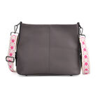 Echtleder-Crossbody-Tasche aus geprägtem Leder, verstellbarer Schulterriemen (ca. 120 cm), 32x12x25 cm, Grau