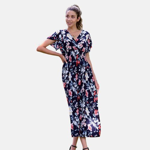 Gesmoktes Maxi-Kleid, Blumenmuster, Blumen image number 0