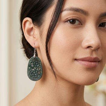 D'Joy Nat&uuml;rlicher Olmek Jadeit Ohrringe 925 Silber Rhodiniert ca. 35,00 ct.