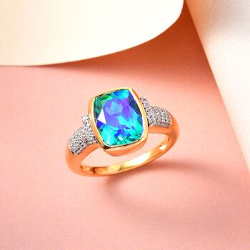 Pfau Triplett Quarz und wei&szlig;er Zirkon-Ring - 5,07 ct.