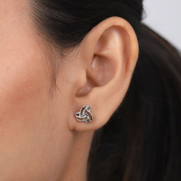 Liebesknoten rote Diamant-Ohrstecker, 925 Silber platiniert - 0,25 ct. image number 8