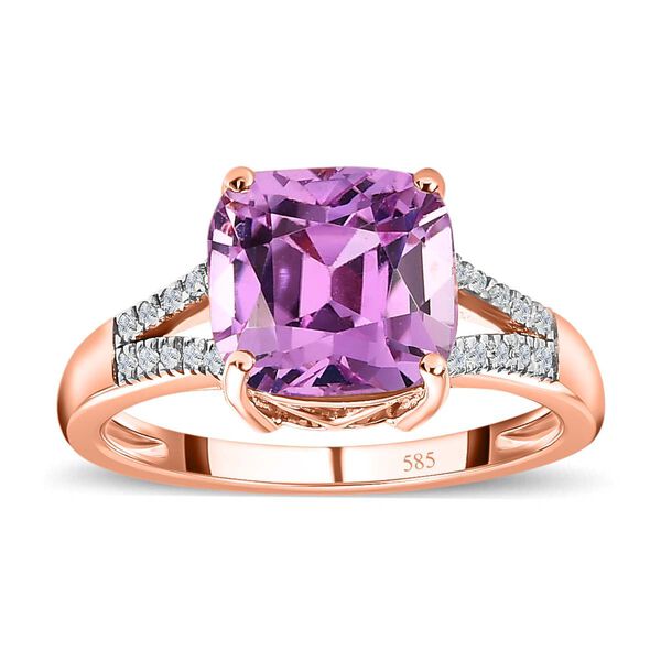 AAA Patroke Kunzit und Diamant Ring in 585 Gold - 4,68 ct. image number 6