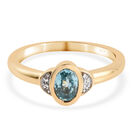 Kambodschanischer blauer Zirkon Ring 925 Silber vergoldet (Größe 16.00) ca. 0,77 ct