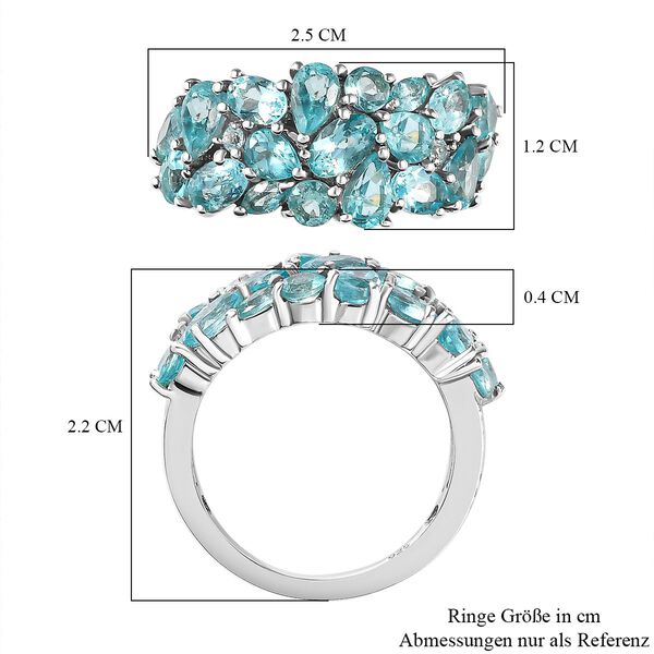 Paraiba-Apatit Ring, 925 Silber platiniert (Gr&ouml;&szlig;e 21.00) ca. 3.47 ct image number 6