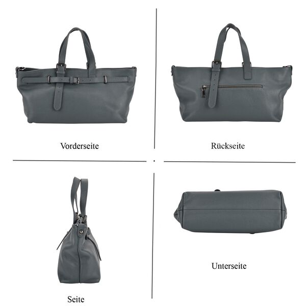 Echtleder-Crossbody-Bag im Trapez-Design, 32x12x19 cm, Petrolblau image number 2