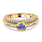 Tansanit und Zirkon Ring 925 Silber vergoldet  ca. 0,96 ct image number 0