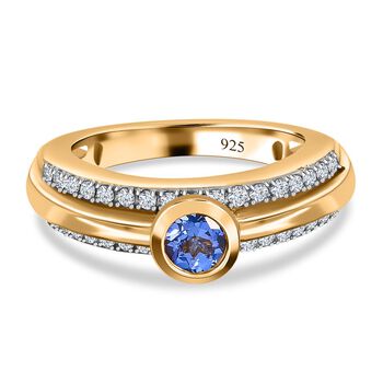 Tansanit und Zirkon Ring 925 Silber vergoldet (Gr&ouml;&szlig;e 16.00) ca. 0,96 ct