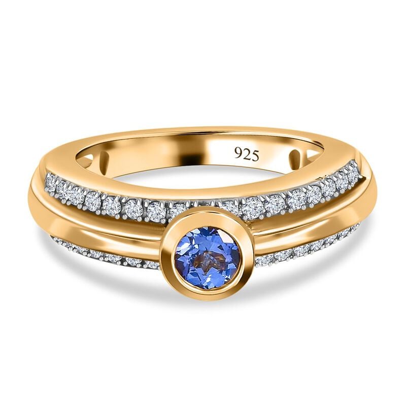 Tansanit und Zirkon Ring 925 Silber vergoldet  ca. 0,96 ct image number 0
