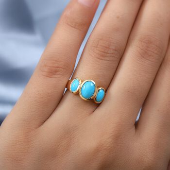 Nat&uuml;rlicher Sleeping Beauty T&uuml;rkis Ring 925 Silber vergoldet (Gr&ouml;&szlig;e 16.00) ca. 1,64 ct