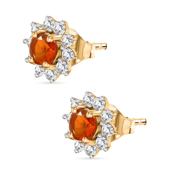 AAA Mexikanischer purpurroter Feueropal und Zirkon Ohrringe - 1 ct. image number 4