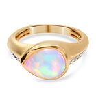 Natürlicher, äthiopischer Opal und Zirkon-Ring, 925 Silber Gelbgold Vermeil  ca. 1,76 ct image number 0