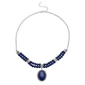 Lapislazuli-Halskette in Silberton, 45 cm, 127,50 ct.