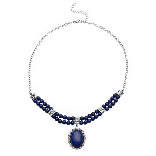 Lapislazuli-Halskette in Silberton, 45 cm, 127,50 ct. image number 0
