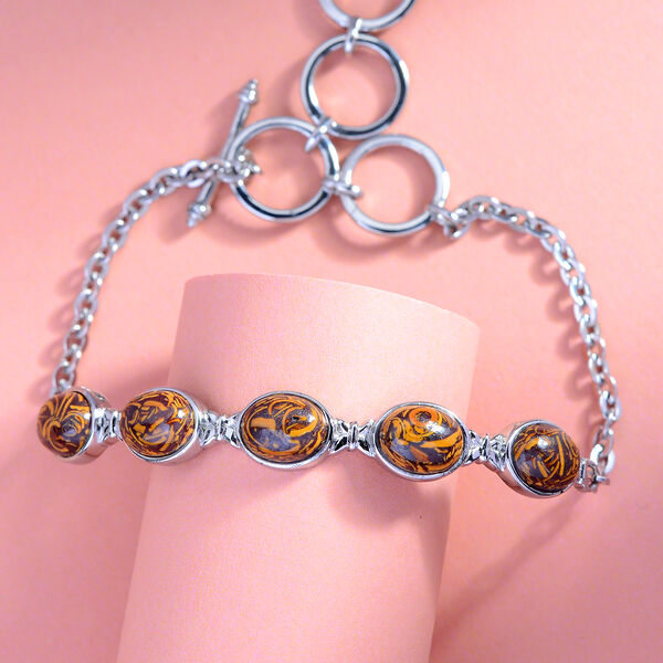 Skript Stein Armband mit Knebelverschluss, 19 cm, Edelstahl ca. 11,60 ct image number 2