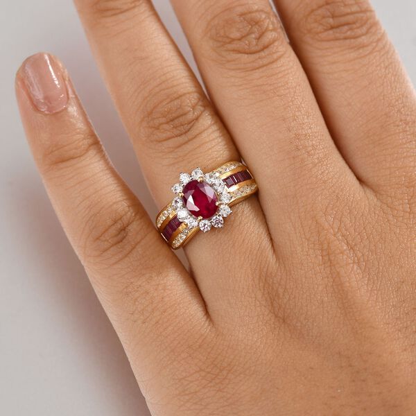 AA Afrikanischer Rubin und Zirkon Ring - 4,12 ct. image number 2