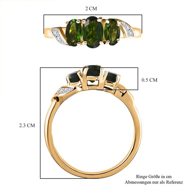 Natürlicher Chromdiopsid Ring 925 Silber 750 Gelbgold Vermeil (Größe 21.00) ca. 1,01 ct image number 7