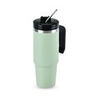 Edelstahl Thermobecher 880ml mit Strohhalm - Grün