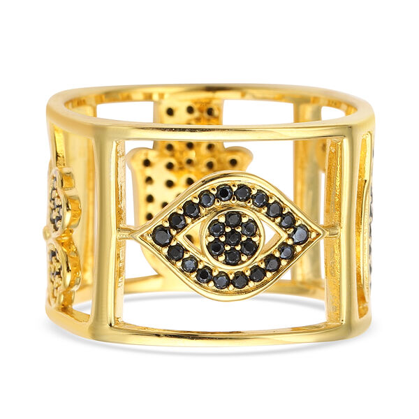 Schwarzer Spinell Ring, 925 Silber vergoldet  ca. 1,35 ct