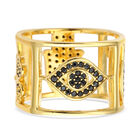 Schwarzer Spinell Ring, 925 Silber vergoldet (Größe 16.00) ca. 1,35 ct