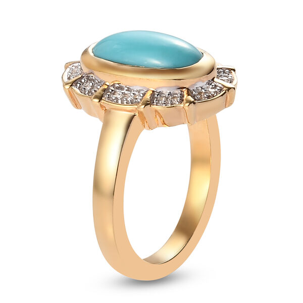 Nat&uuml;rlicher Sleeping Beauty T&uuml;rkis und Zirkon Halo Ring 925 Silber 585 Vergoldet image number 5