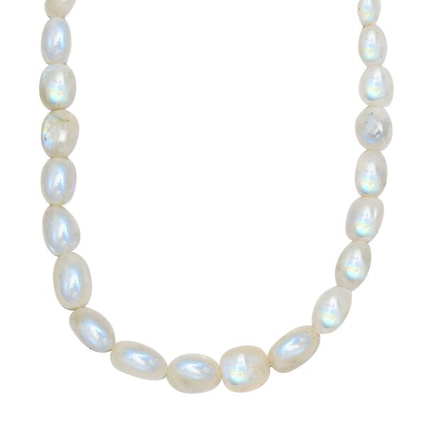 Regenbogen Mondstein Halskette ca. 45 cm 925 Silber rhodiniert ca. 285.00 ct