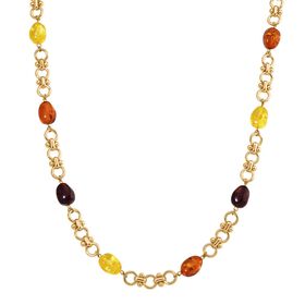 Simulierter Mehrfarbige Bernstein Halskette ca. 50 cm Gelb ca. 80.00 ct