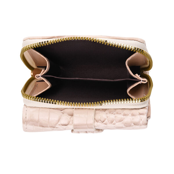Stilvolle Geldb&ouml;rse mit Krokodilpr&auml;gung und RFID-Schutz, 11x8 cm, Beige image number 6