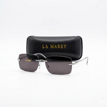 LA MAREY rechteckige Sonnenbrille mit polarisierten Komfortgl&auml;sern, UV400 Schutz, Schwarz