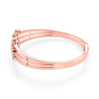 Wei&szlig;er Kristall Armreif ca. 19 cm Reiner Edelstahl IP Rosa Plattierung