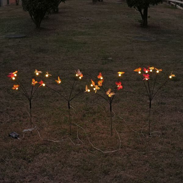 Set aus 4 solarbetriebenen Gartenlichtern in Schmetterlingsform, 8 Leuchtmodi, 70 cm image number 3