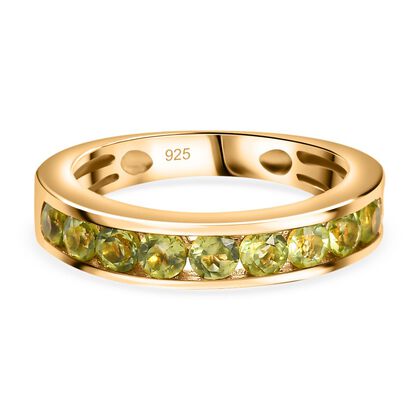 Nat&uuml;rlicher Peridot Ring, 925 Silber Gelbgold Vermeil, (Gr&ouml;&szlig;e 19.00) ca. 1.12 ct