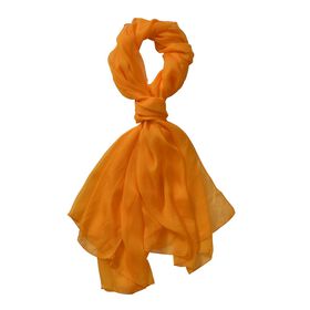 LA MAREY - 100% Maulbeerseidenschal, Chiffon, Größe: 110x180cm, Sonnenuntergangsorange