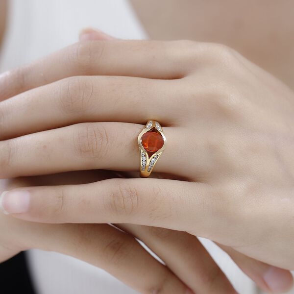 AA orange &auml;thiopischer Opal und Zirkon-Ring - 1,49 ct. image number 3