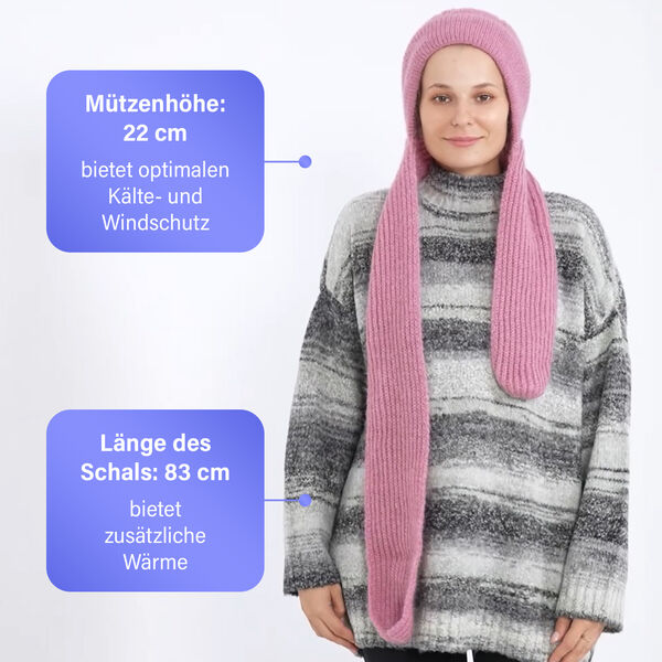 2-in-1 Mützen- und Schalset,Winddicht und Wärmend, Rosa image number 5