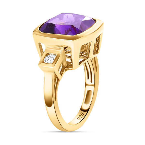 Lusaka Amethyst und wei&szlig;er Zirkon-Ring, 925 Silber vergoldet  ca. 6,71 ct image number 5