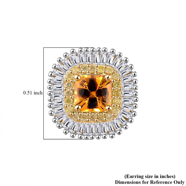 Zertifiziert und gepr&uuml;ft AAA orange Saphir, gelbe und wei&szlig;e Diamant Ohrringe in 585 Gold - 2,44 ct. image number 4