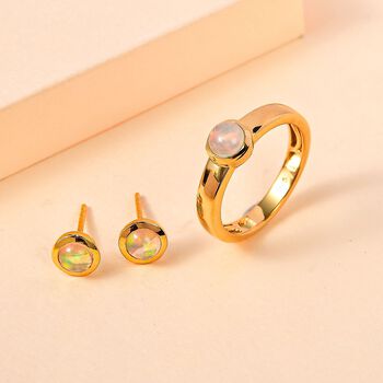 AA &auml;thiopisches Welo Opal-Schmuckset, 925 Silber mit Gelbgold Vermeil - 1,02 ct.