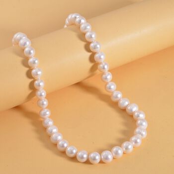 10-11 mm wei&szlig;e S&uuml;&szlig;wasserperlen Halskette