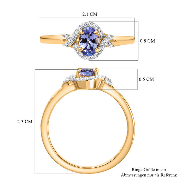 Tansanit und Zirkon Ring, 925 Silber 750 Gelbgold Vermeil - 0,65 ct. image number 7