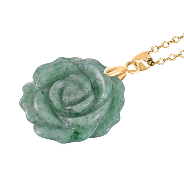 2er Set - Handgeschnitzter Gr&uuml;ner Aventurin Anh&auml;nger mit Kette und Ring (Gr&ouml;&szlig;e 16.00), goldfarben, ca. 30.00 ct image number 7