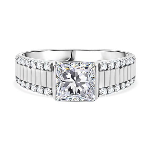 Moissanit Ring 925 Silber rhodiniert (Größe 19.00) ca. 2,22 ct image number 0