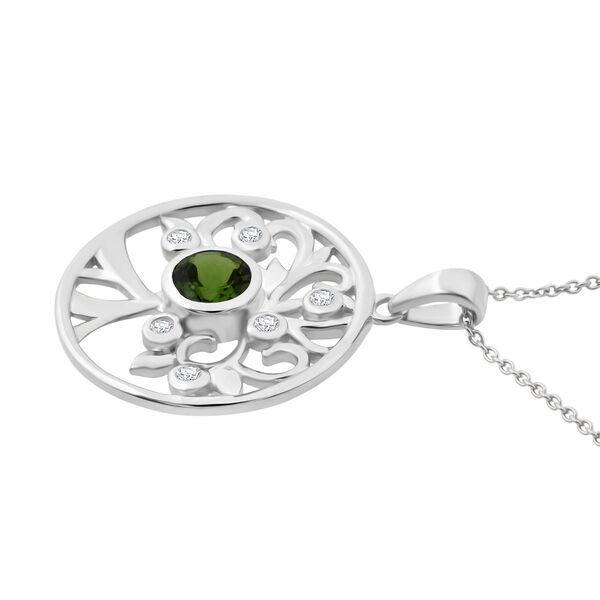 Nat&uuml;rlicher Chromdiopsid und Moissanit Anh&auml;nger mit 50cm Kette - 1 ct. image number 3