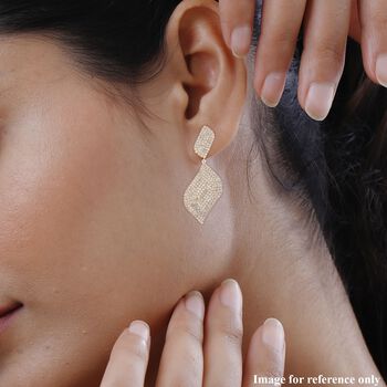 Blatt-Design Wei&szlig;e Kristall Chandelier Ohrringe, Nickelfreies Messing, goldfarben