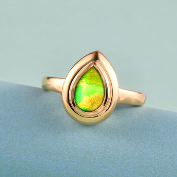 Ammolit Ring 925 Silber vergoldet  ca. 1,20 ct