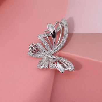 LUSTRO STELLA -  Wei&szlig;er Zirkonia Anh&auml;nger 925 Silber rhodiniert