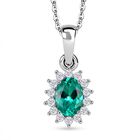 Luxuriant - AAA Lab Created Kolumbianischer Smaragd, Moissanit Schmuckset ca. 50 cm 925 Silber rhodiniert ca. 1.08 ct