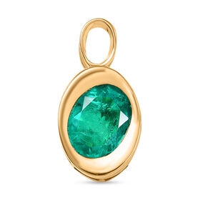 D'Joy Smaragd-Quarz Triplette Anhänger 925 Silber 750 Gelb Vergoldet ca. 2.80 ct