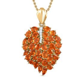 Maple Leaf Salamanca Feueropal und Zirkon Anhänger mit Kette