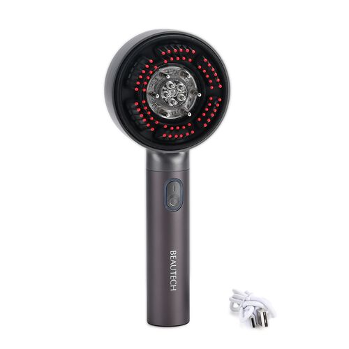 BEAUTECH Kopfhaut-Massagebürste mit rotem Therapielicht und 3 Massagestufen, 22x8,5x6 cm, Silber image number 0